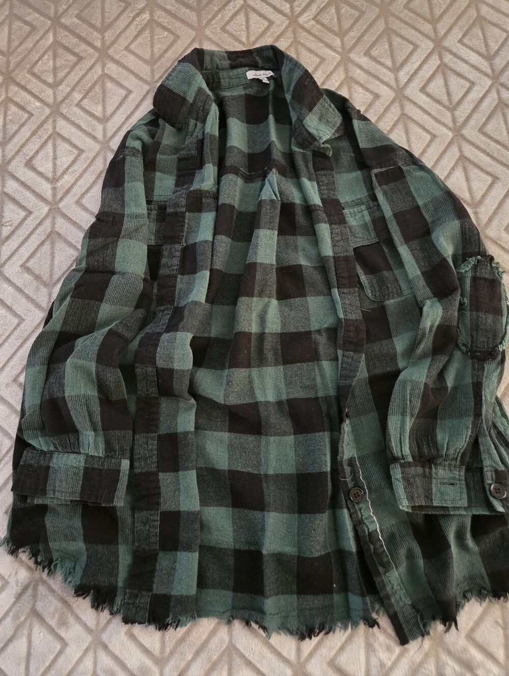 white birch Black and Green Plaid Button-Down Shirt